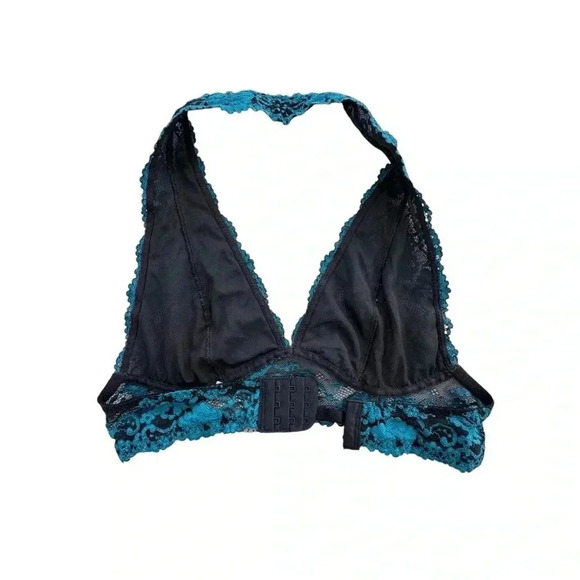 Blue Lace Floral Mesh Bralette Size Small Intimate Bra Lingerie - Picture 4 of 8